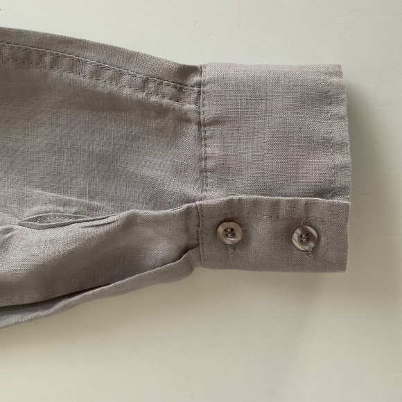 Pure Amici Women’s Shirt Sz S Gray Button Up Linen Classic Preppy Office Siren - Picture 7 of 12